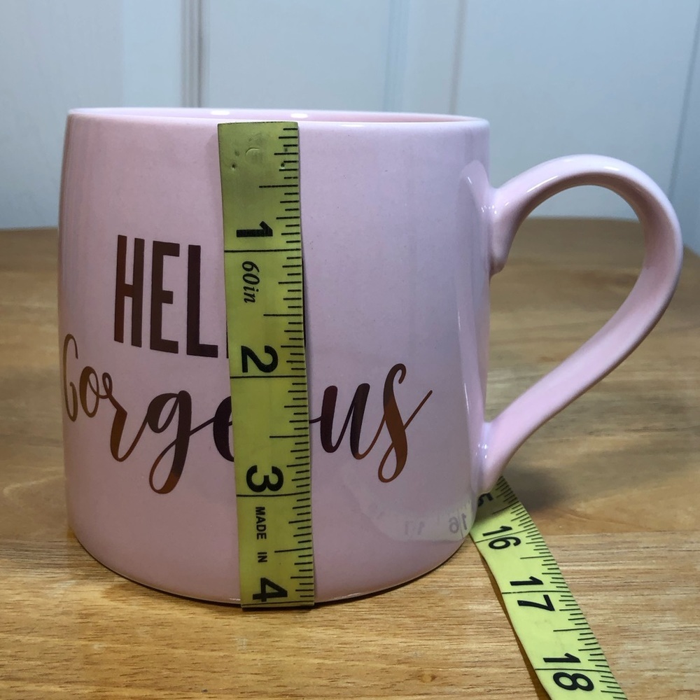Slant Collections Ceramic Light Pink / Gold HELLO Gorgeous Coffee Mug 20oz - Picture 10 of 10